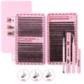 DIY individual eyelash extension kit with 30D/40D/50D lash clusters and pink tools set - 30D/40D/50D Mixed Lashes With 4-Piece Tool Kit (DIY-JMS-064)