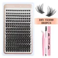 DIY cluster wimperverlengingsset met 192 stuks 8-18mm wimpers en roze gereedschap - TZ109 Stijl / Roze accessoires