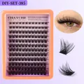 DIY cluster wimperextensions 10-18mm natuurlijk dik B-krul in oranje tray - Dichte Gesegmenteerde Wimpers (DIY-SET-385)