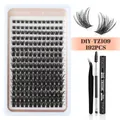 DIY cluster wimpers set 192 stuks met lijm en pincet 8-18mm lengte mix - TZ109 Stijl / Zwart Accessoire