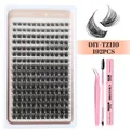 DIY wimperextensie set met 192 stuks tros-wimpers, roze pincet en bond seal lijm - TZ110 Stijl / Roze accessoires
