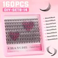 DIY cluster eyelash extension set with 160 clusters in lengths from 10mm to 16mm - 160 Clusters DIY-SET8-14