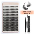 DIY wimperverlengingsset met 192 clusters, pincet, borstel en dual lijm 8-18mm - TZ110 Stijl / Zwart Accessoire
