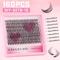 Set of 160pcs DIY individual eyelash clusters 10-16mm DD curl in a pink box case - 160 Clusters DIY-SET8-15