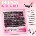 DIY cluster lashes set with 160 pieces in 10-16mm lengths for a unique 3D volume look - 160 Clusters DIY-SET8-16