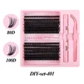 DIY eyelash extension kit with 80D and 100D individual clusters, bond and seal, and tweezers - DIY-SET-401 (80D & 100D)