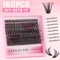 DIY cluster lashes set with 160 pieces featuring DD curl and 10-16mm mixed lengths - 160 Clusters DIY-SET8-17