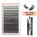 DIY wimperextensie set met 208 segmenten, bond & seal en pincet gereedschapsset compleet - TZ111 Stijl / Zwart Accessoire
