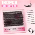 DIY 160 clusters individual lashes with mixed 10-16mm lengths and DD curl in pink tray - 160 Clusters DIY-SET8-18