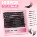 DIY individual cluster eyelashes with 144 pieces in 10-16mm lengths and 3D DD curl - 144 Clusters DIY-SET8-19
