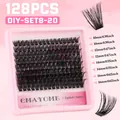 DIY individual eyelash clusters 128pcs set with fluffy 3D design 10-16mm DD curl - 128 Clusters DIY-SET8-20