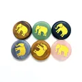Natural gemstone cabochons with gold elephant engraving in tiger eye and rose quartz - Elephant Pattern (Mixed Materials)