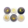 Set of 6 natural amethyst and clear quartz energy stones with gold Tai Chi symbols - Tai Chi Bagua (Amethyst And Quartz)