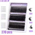 DIY cluster lashes set with 270 clusters in 60D 80D 100D mix on a purple tray - Mixed Length 10-18mm Mixed Density Refill