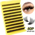 80 clusters of 30D and 40D black individual lashes in a yellow DIY lash extension tray - DIY-SET-629 Mixed Lashes