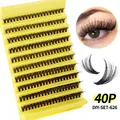 DIY individual lash cluster set 40P in curly black with tray and eye effect view - Segmented Eyelashes (40 Clusters Black)
