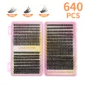 Kit ciglia finte fai-da-te 640 pezzi in volume 30D, 40D, 50D in scatola rosa - Diy-jms-181 [30d+40d+50d] 640 Cluster