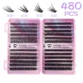 DIY cluster lashes with 30D-60D volume mix and curled synthetic fiber in 480pcs set - 480 Clusters (30D-60D) Without Tools (DIY-JMS-199)