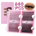 DIY cluster wimperextensie set met 640 stuks in gemengde 8-16mm lengtes - Grote Capaciteit Collectie (DIY-JMS-201)
