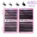 480pcs DIY individual lash clusters set with 50D to 100D volume in a pink case - 480 Clusters (50D-100D) Without Tools (DIY-JMS-200)