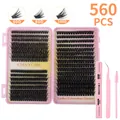 Kit extension ciglia fai-da-te con 560 pezzi densità 60D 80D 100D e accessori rosa - Kit Di Colla Rosa Diy-jms-182+