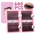 640 stuks DIY cluster wimpers set met 8-16mm lengtes in een roze opbergdoosje - Grote Capaciteit Collectie (DIY-JMS-202)