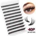 DIY cluster lashes set 40P with 10 rows of black individual 3D lashes extensions - 40 Clusters Mixed Styles (DIY-SET-625)