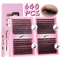 DIY cluster wimperextensie kit met 640 clusters in vijf lengtes en roze applicator - Volledige Roze Collectie (DIY-JMS-202)