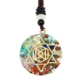 Macro shot of hexagonal Orgonite crystal pendant with colorful stones and sacred geometry - Hexagonal Merkaba Style (3)