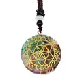 Détail du pendentif Orgone avec pierres naturelles et symbole de la Fleur de Vie dorée - Style Fleur de Vie (10)
