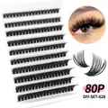 DIY cluster wimperset met 80P dichte 30D en 40D volume wimpers in zwart bakje - 80 Clusters Gesegmenteerde Wimpers (DIY-SET-628)