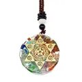 Gros plan du pendentif Orgone Chakra avec pierres colorées et symbole hexagramme - Style Étoile de David Hexagramme (20)