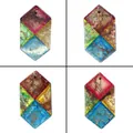Hexagonal emperor stone pendants with colorful marble texture and pre-drilled holes - Multi-color Patchwork Hexagon Style
