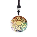 Pendentif Orgonite 7 Chakras Collier avec Lotus Doré et Symbole Om Résine - Style Symbole Om Lotus (22)