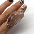 Handmade silver wire-wrapped natural striped agate ring in bohemian style - No.6 (Pink)