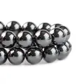 Cuentas de hematita negra pulida con brillo metálico para hacer collares DIY - 4mm / No magnético