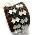 Perline a farfalla in madreperla bianca naturale per creazione gioielli su legno - 10x16mm / Bianco