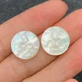 15mm natural shell cabochon with carved sun pattern and iridescent pearly luster finish - 15mm / White Shell Sun