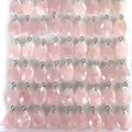 Pendentifs gouttes en quartz rose facetté avec boucles argentées pour bijoux DIY - Forme de goutte facettée / Quartz rose