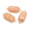 Facettierte ovale Naturstein-Verbinder mit Goldrand für DIY-Schmuckherstellung - Rosa Aventurin