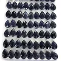 Pendentifs en pierre de soleil bleue facettée avec bélières argentées pour bijoux DIY - Forme de goutte facettée / Grès bleu