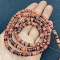 Bunte Heishi-Muschelperlen in Orange, Schwarz und Weiß für DIY-Schmuckherstellung - 5-8 mm / Orange Rot Schwarz Mix (Nr.23)