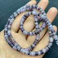 Flache runde lila Muschelperlen-Schnur für DIY-Halsketten und handgemachten Schmuck - 5-8 mm / Lila Weiß Braun (Nr.21)