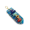 Macro detail of handmade wire wrapped chakra crystal pendant with natural blue stone - Blue Agate(Number 2) / Hand-Winding