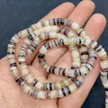 Flache lila-cremefarbene Heishi-Naturmuschelperlen für DIY-Halsketten und Schmuck - 5-8 mm / Lila Weiß Beige (Nr.25)