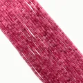 Macro view of magenta faceted natural stone beads for DIY jewelry necklace making - Faceted Round Beads / Dyed Rose Red Stone