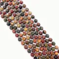 Macro shot of faceted Dragon Blood stone beads with natural green and red mineral textures - Dragon Blood Stone (No.21)