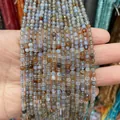 Perles en pierre naturelle facettée 3mm gris et bleu pour la création de bijoux DIY - 3mm / Bleu Clair (No. 10)