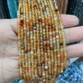 Brins de perles en agate orange naturelle facettée 3mm pour création de bijoux DIY - 3mm / Jaune Ambre (No. 13)