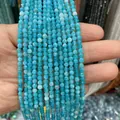 Rangs de perles facettées en apatite bleue naturelle pour la création de bijoux DIY - 3mm / Bleu Lac (No. 14)